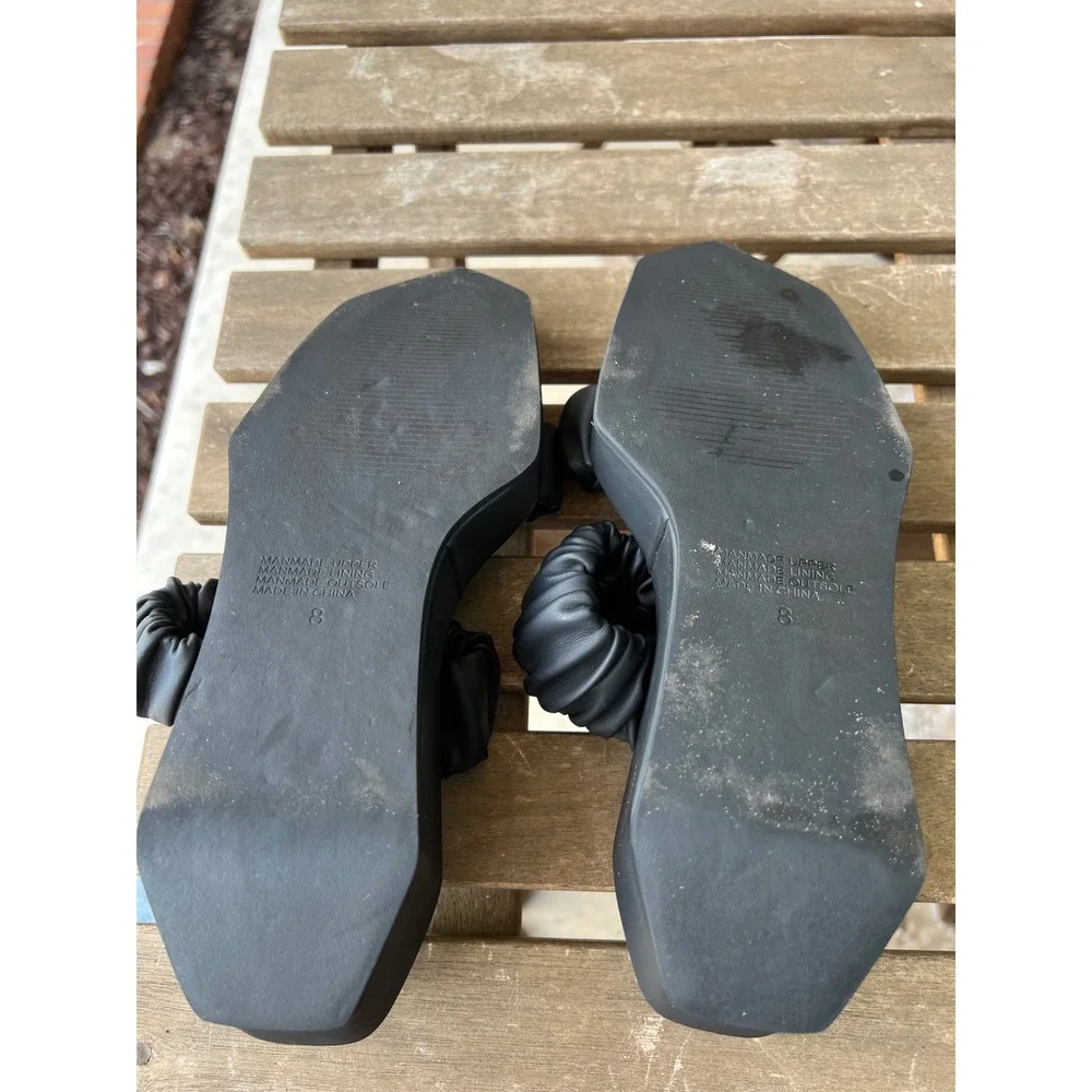 Intentionally Blank Hozen Black Ruched Scrunchie Strap Platform Wedge Sandals 8